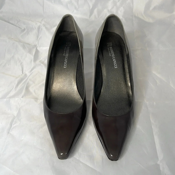 ROBERTO CAPUCCI Ombré Pointed Toe Pump Heels Fern Sage Green Patent Leather 10 - Picture 3 of 12